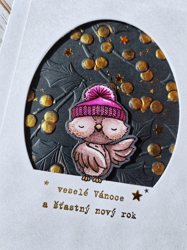 Přání ruční výroba - Sovička - 1 ks