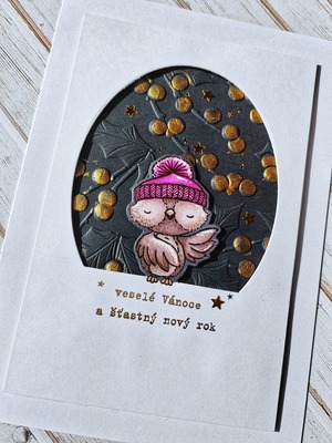 Přání ruční výroba - Sovička - 1 ks