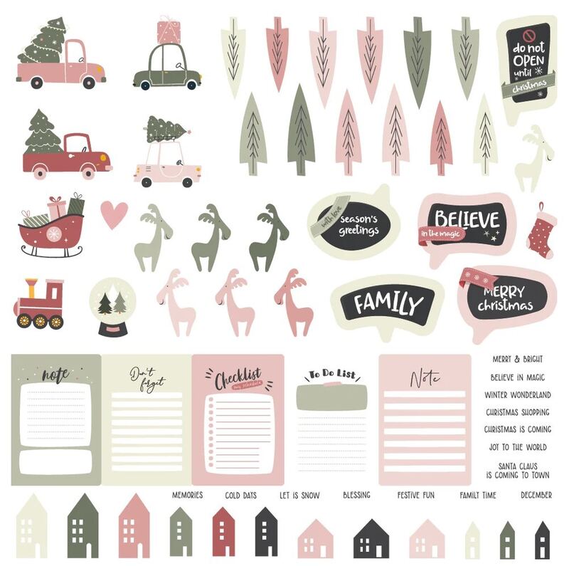 Papírové výseky MODA SCRAP - Fluffy Xmas - sada 63 ks