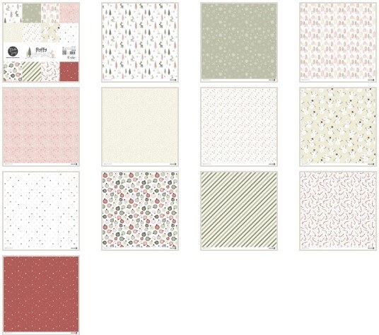 Sada papírů MODA SCRAP 12x12" - Fluffy Xmas - sada 12 listů