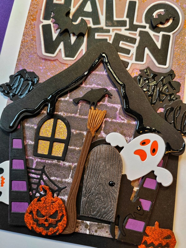 Přání ruční výroba - Halloween domeček 2 - 1 ks