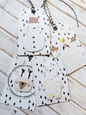 Visačky Veselé Vánoce - 9 x 5,5 cm - sada 4 ks