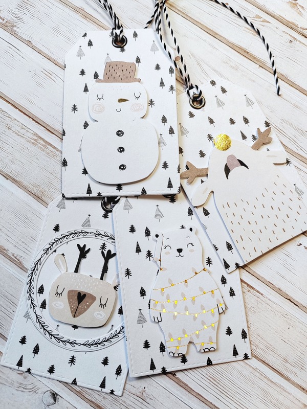 Visačky Veselé Vánoce - 9 x 5,5 cm - sada 4 ks