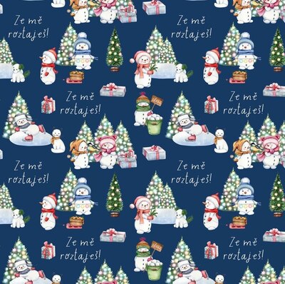 Vánoční balicí papír 70 x 100 cm - 100 g/m2 - Sněhuláci/Ze mě roztaješ - 1 arch