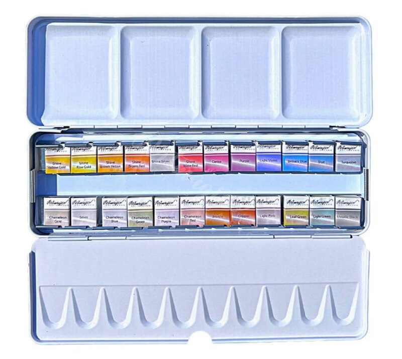 Profesionální akvarelové perleťové barvy ARTMAGICO 24 - sada 24 ks