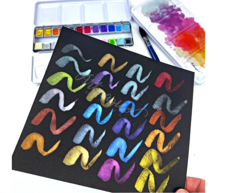 Profesionální akvarelové perleťové barvy ARTMAGICO 24 - sada 24 ks