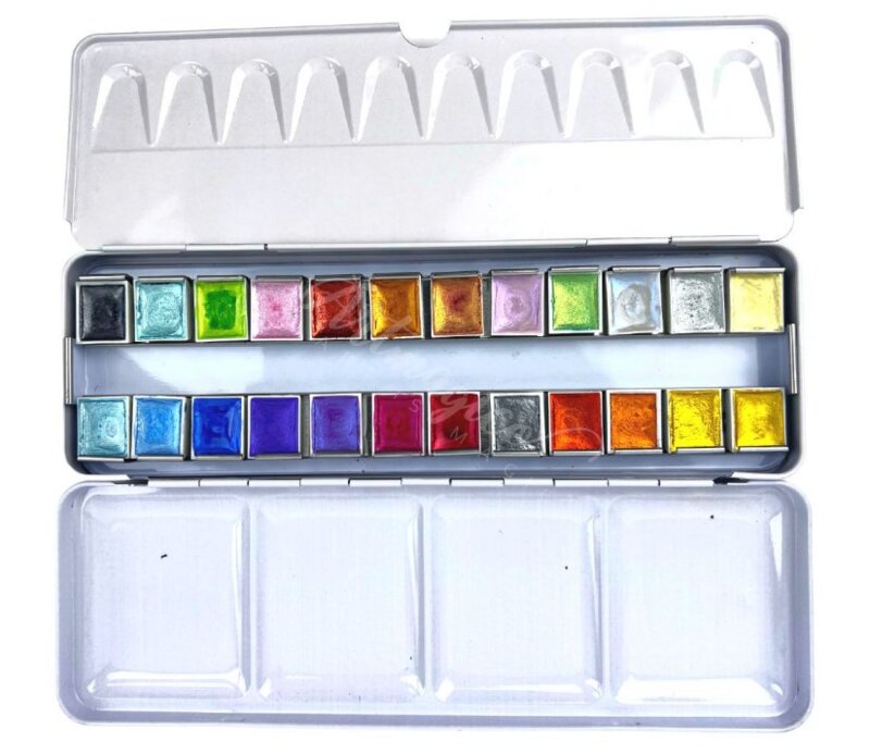 Profesionální akvarelové perleťové barvy ARTMAGICO 24 - sada 24 ks