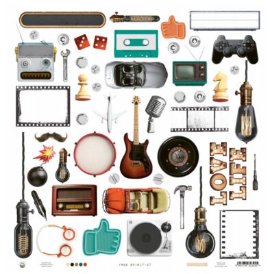 Potištěný papír 12x12" P13 Free Spirit 07 - 1 list