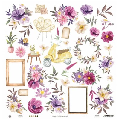 Potištěný papír 12x12" P13 Time to Relax 07 - 1 list