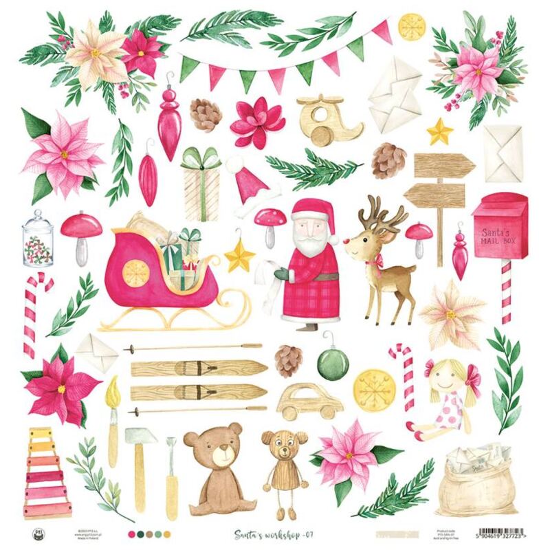Potištěný papír 12x12" P13 Santa´s Workshop 07 - 1 list