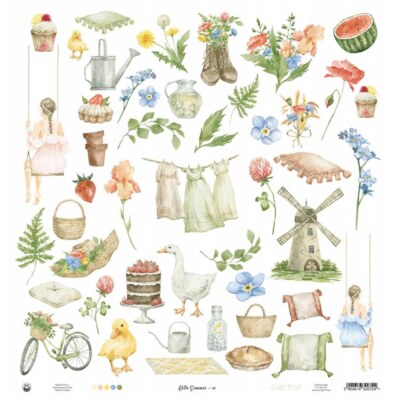 Potištěný papír 12x12" P13 Hello Summer 07 - 1 list