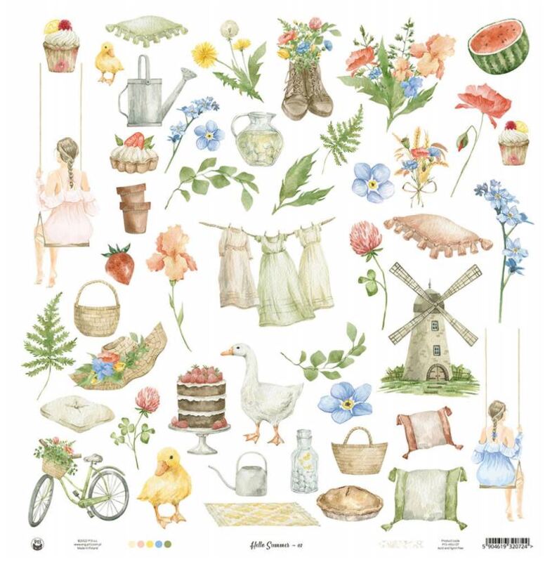 Potištěný papír 12x12" P13 Hello Summer 07 - 1 list