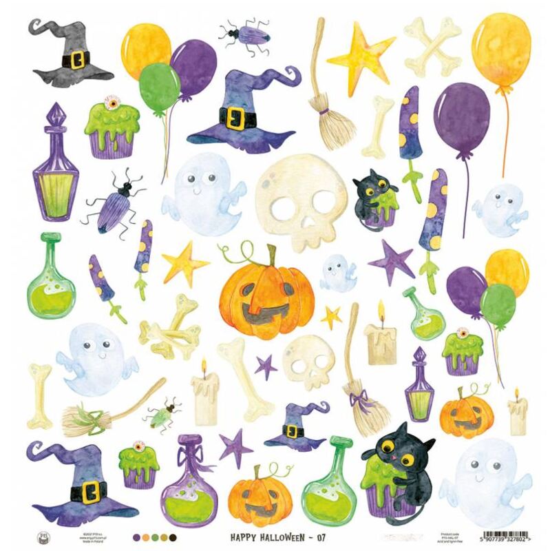 Potištěný papír 12x12" P13 Happy Halloween 07 - 1 list