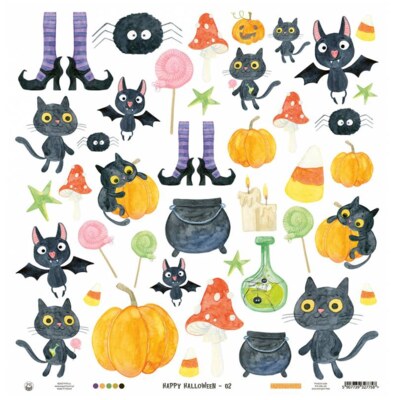 Potištěný papír 12x12" P13 Happy Halloween 2 - 1 list