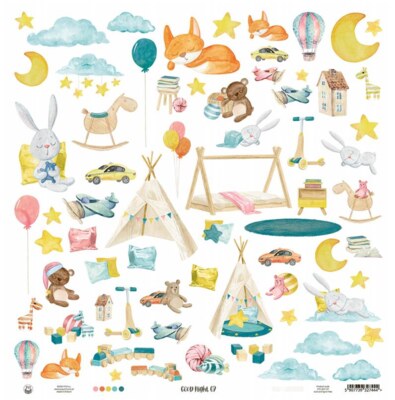 Potištěný papír 12x12" P13 Good Night 07 - 1 list