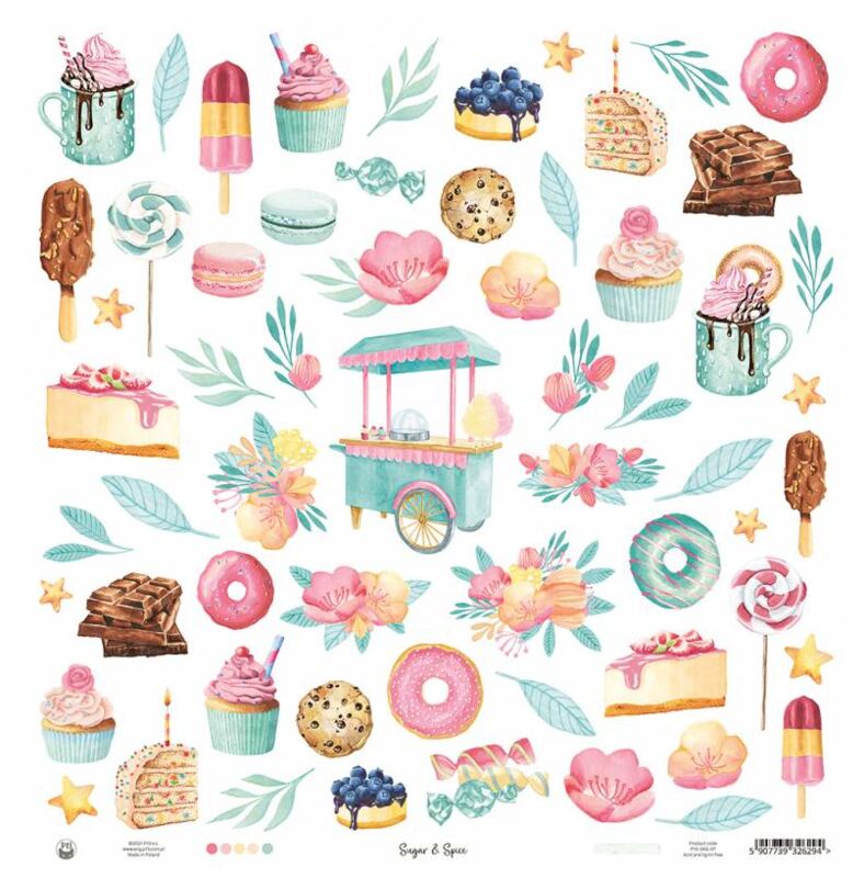 Potištěný papír 12x12" P13 Sugar and Spice 07 - 1 list