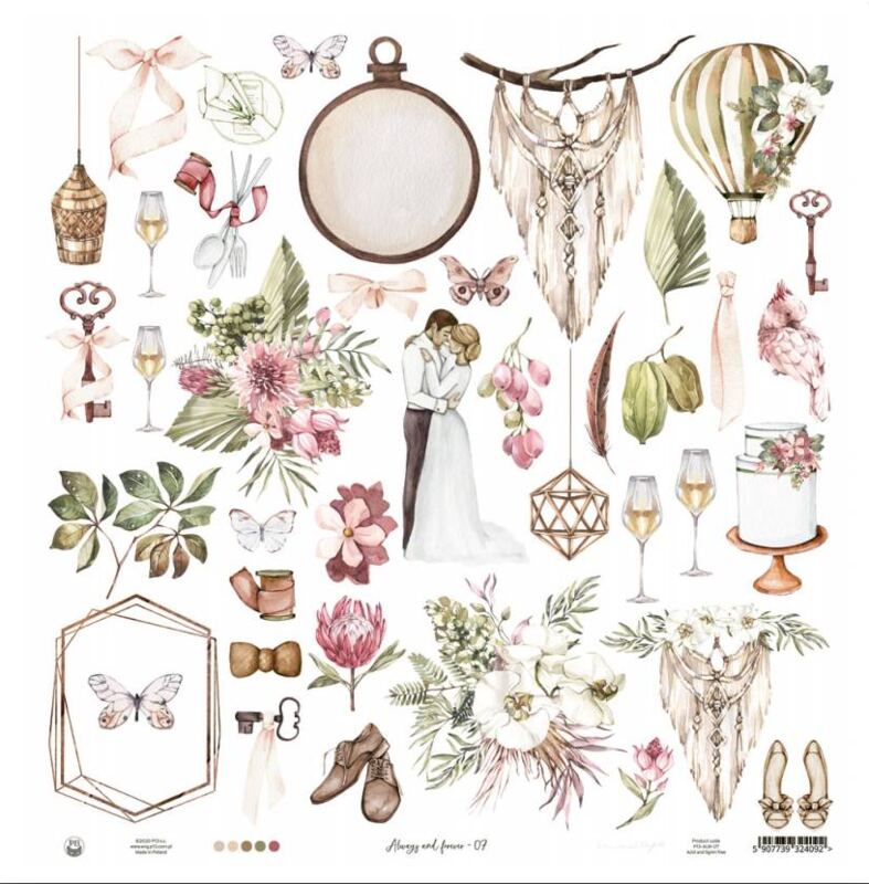 Potištěný papír 12x12" P13 Always and Forever 07 - 1 list