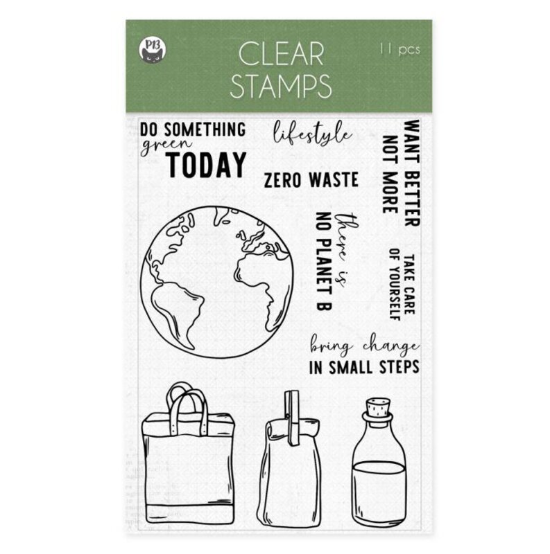Silikonová razítka P13 A6 - There is no Planet B - sada 11 ks