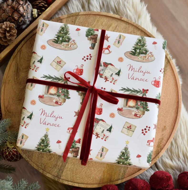 Vánoční balicí papír 70 x 100 cm - 100 g/m2 - Miluju Vánoce - 1 arch