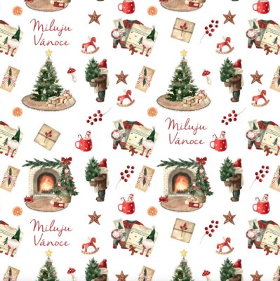 Vánoční balicí papír 70 x 100 cm - 100 g/m2 - Miluju Vánoce - 1 arch