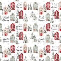 Vánoční balicí papír 70 x 100 cm - 100 g/m2 - Veselé Vánoce (červené domky) - 1 arch