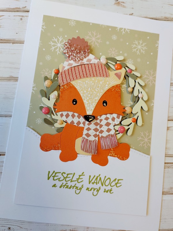 Přání ruční výroba - Veselé Vánoce - Liška