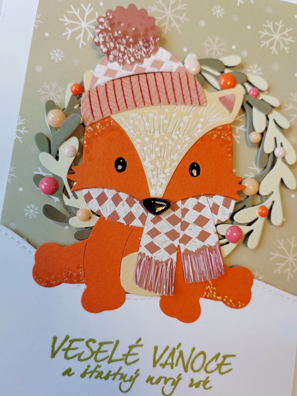 Přání ruční výroba - Veselé Vánoce - Liška