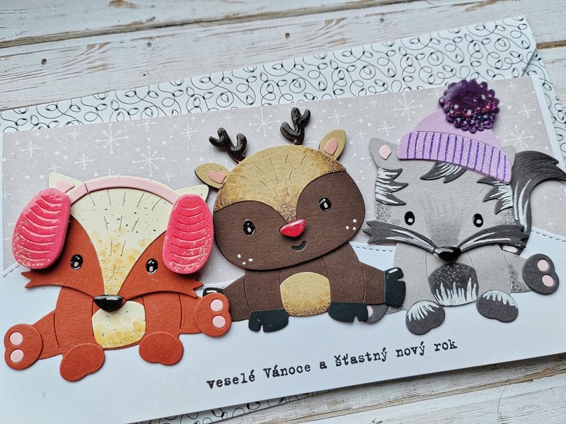 Přání ruční výroba - Vánoční zvířátka