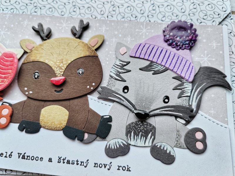 Přání ruční výroba - Vánoční zvířátka