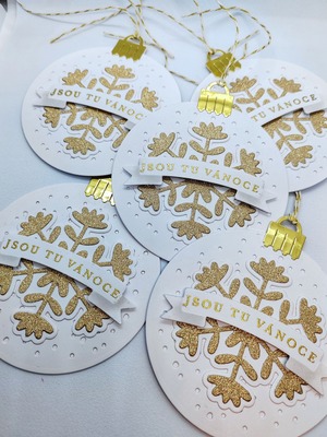 Visačky Vánoční ozdoba - 9 cm - sada 5 ks