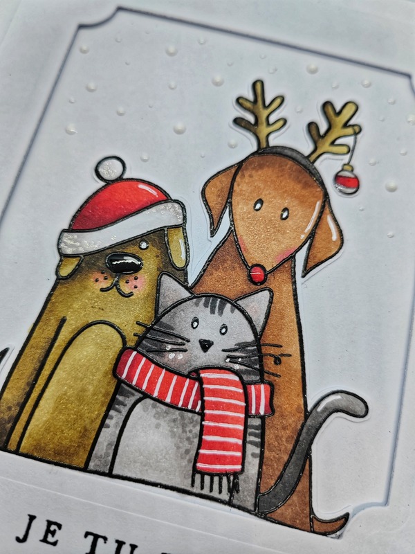 Přání ruční výroba - Vánoční čas - Zvířátka - 1 ks