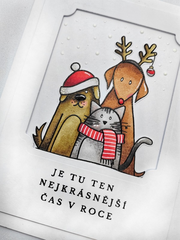 Přání ruční výroba - Vánoční čas - Zvířátka - 1 ks