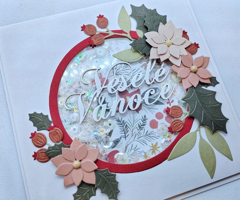 Přání ruční výroba - Veselé Vánoce - shaker