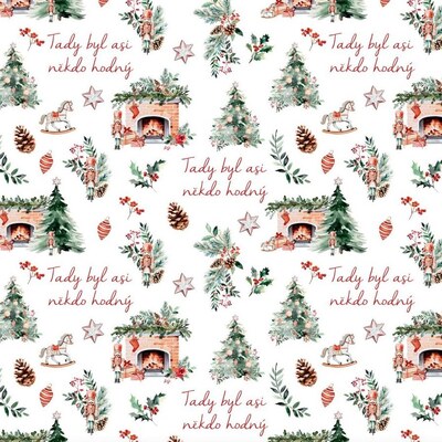 Vánoční balicí papír 70 x 100 cm - 100 g/m2 - Vánoce u krbu - 1 arch