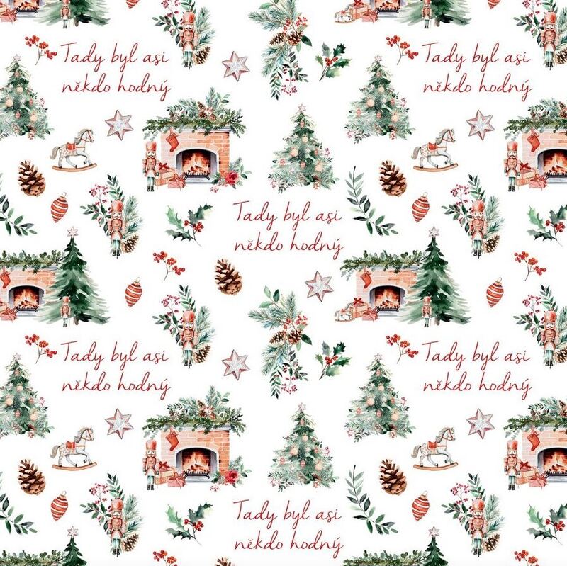 Vánoční balicí papír 70 x 100 cm - 100 g/m2 - Vánoce u krbu - 1 arch