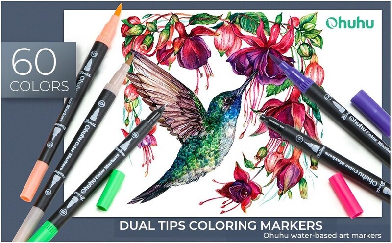 Akvarelové fixy s dvěma hroty OHUHU v dárkové krabičce