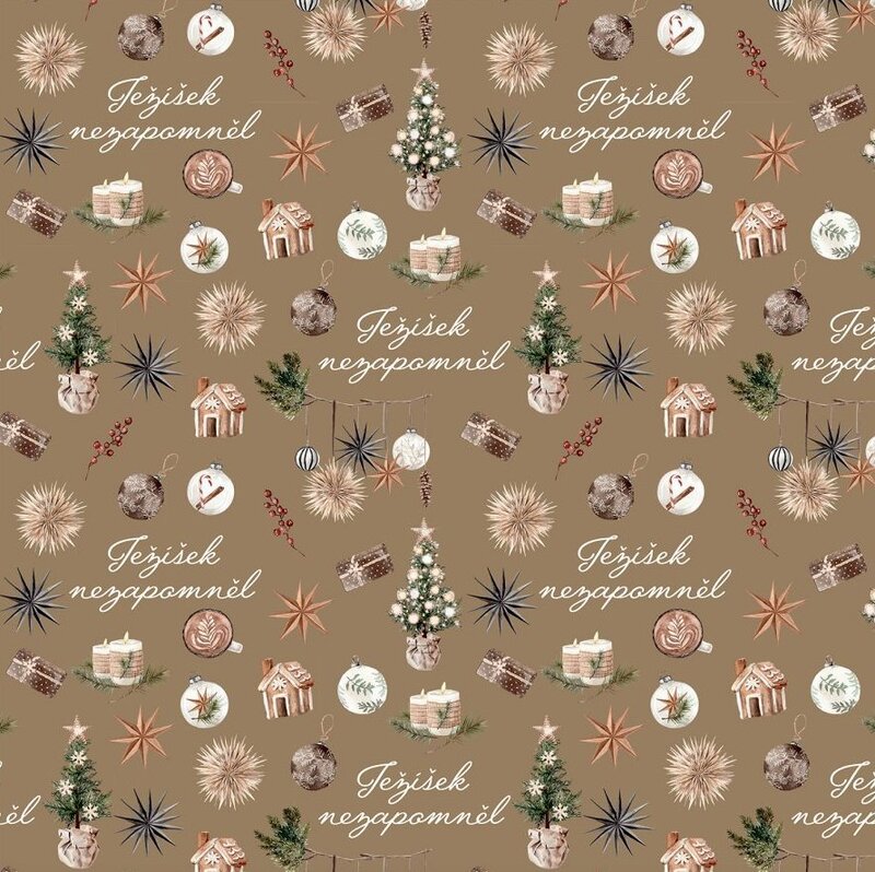 Vánoční balicí papír 70 x 100 cm - 125 g/m2 - Ježíšek nezapomněl - 1 arch