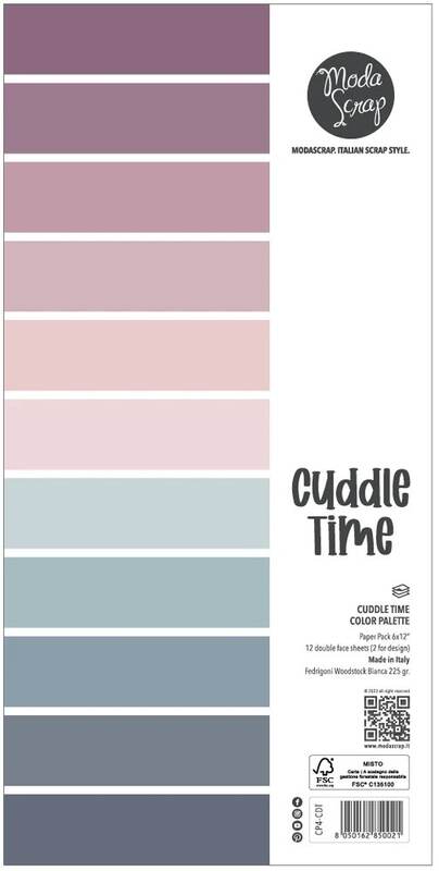 Sada papírů MODA SCRAP 6x12" - Cuddle Time (jednobarevné) - sada 12 listů