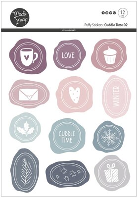 Nálepky MODA SCRAP - Puffy Cuddle Time "Pečetě" - balení 12 ks