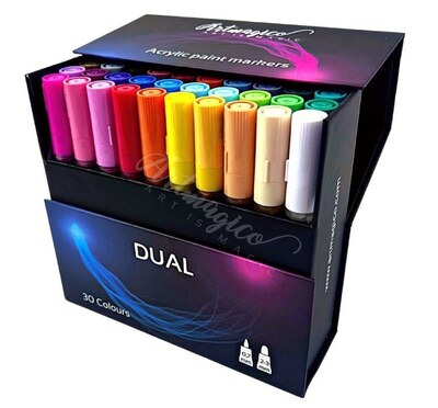 Akrylové fixy se dvěma hroty Artmagico DUAL - sada 30 ks