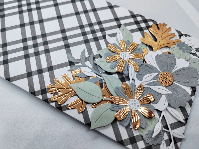 Dárková obálka - Květiny - šedá - 1 ks