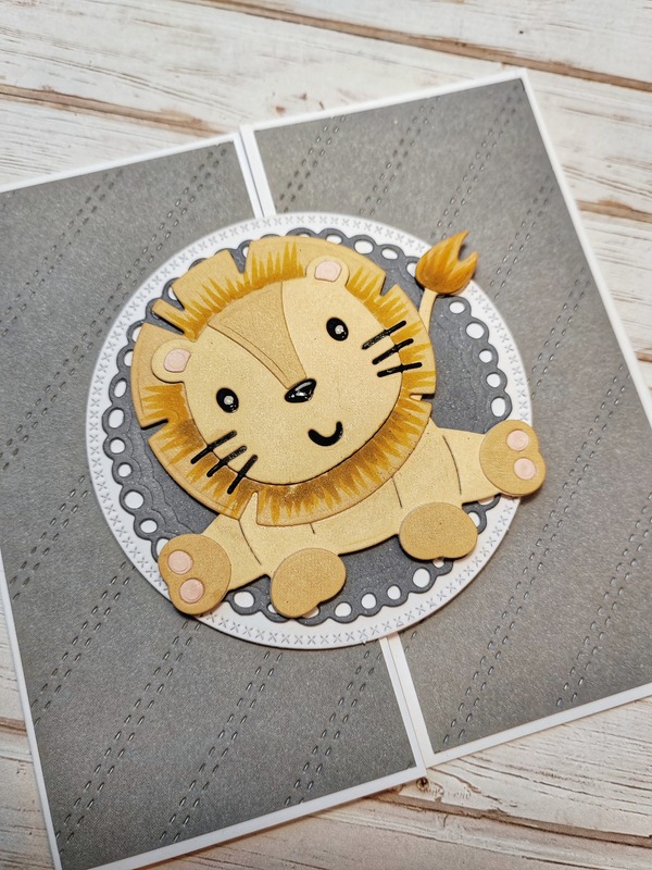 Přání ruční výroba - Lvíček - šedé - 1 ks