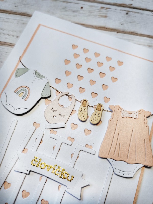 Přání ruční výroba - Vítej človíčku - holčička - 1 ks