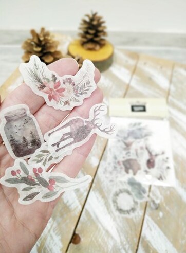 Průsvitné samolepky "Zimní les" - sada 40 ks