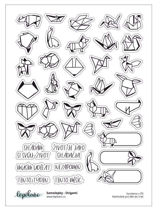 Samolepky LEPIKARO - Origami - 1 arch