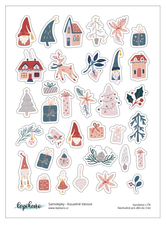 Samolepky LEPIKARO - Kouzelné Vánoce - 1 arch