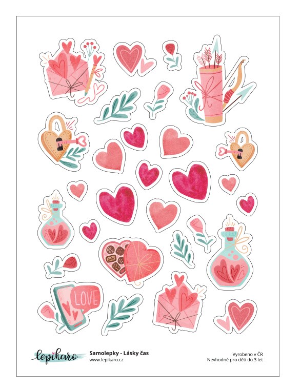 Samolepky LEPIKARO - Lásky čas - 1 arch