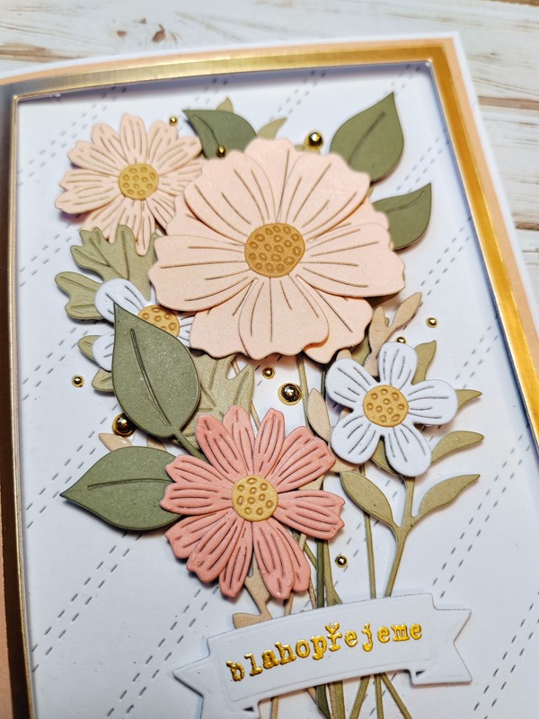 Přání ruční výroba - Květiny - rámeček na magnet - 1 ks