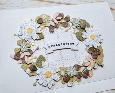 Přání ruční výroba - Květiny - pastelové - 1 ks