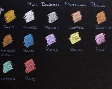 Metalické pastelky DERWENT v kovové krabičce - sada 12 ks